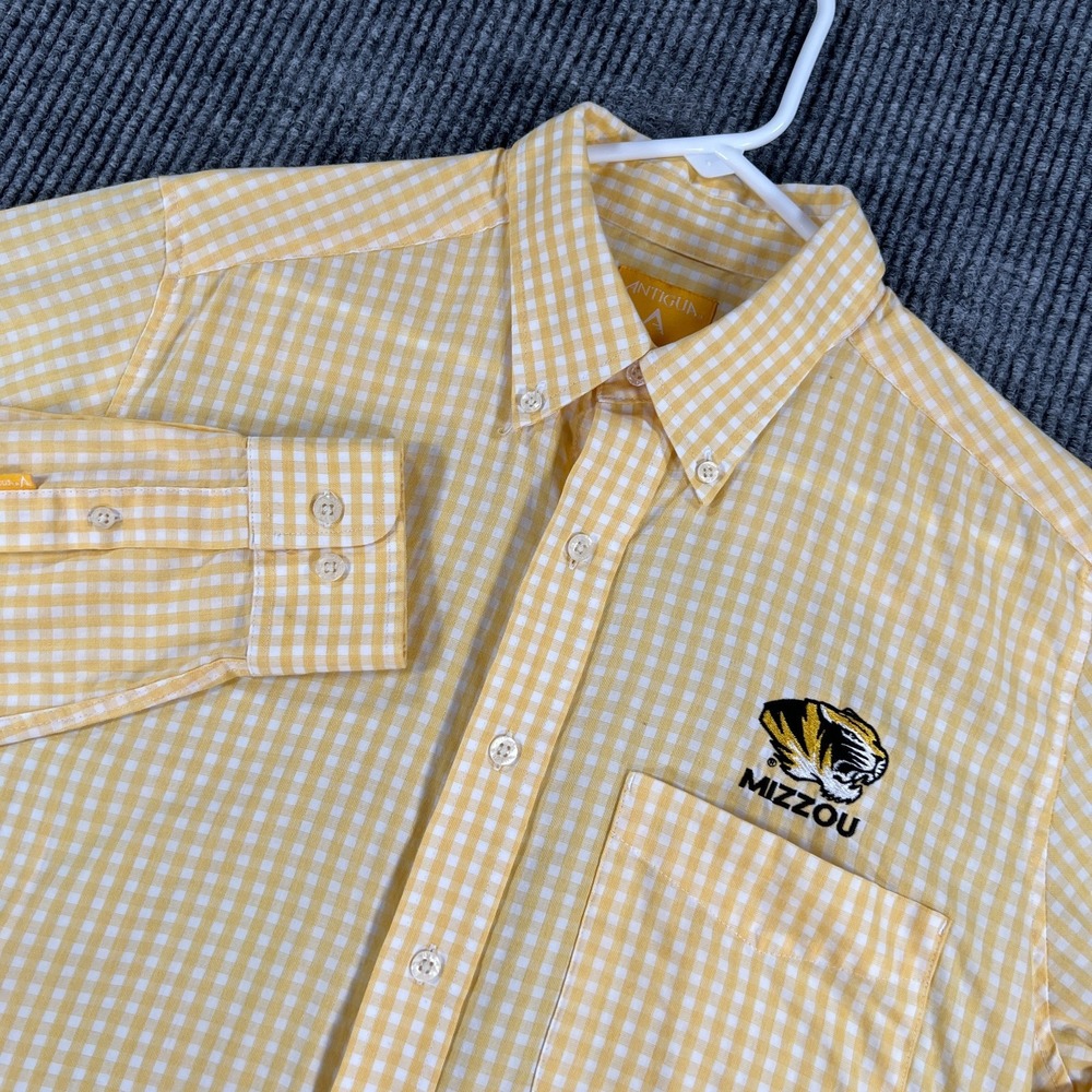 Missouri Tigers Mizzou Shirt Mens Medium Yellow Check Long Sleeve Button Down
